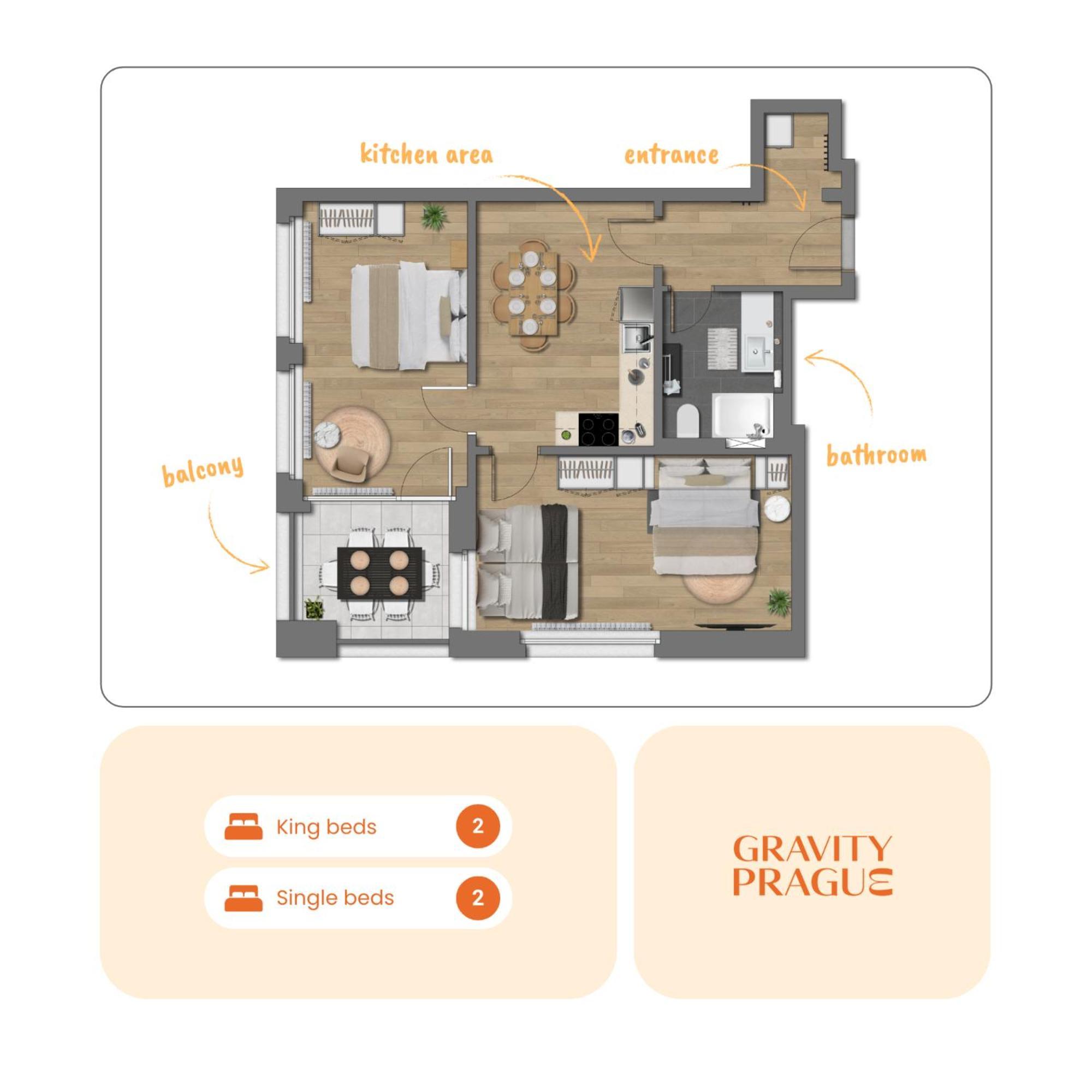 Bright 2Br - 4Th Floor, Balcony, Free Parking By Gravity Prague 아파트 외부 사진